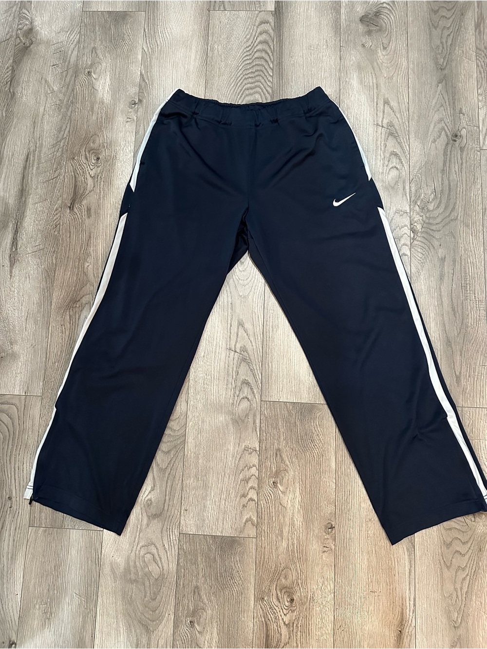Nike Y2K Navy Track Pants White Side Stripe Athletic Joggers